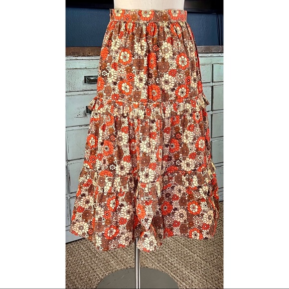 Anthropologie Stella Pardo Retro Floral Tiered Midi Skirt NWT New M *Run… - Picture 7 of 16